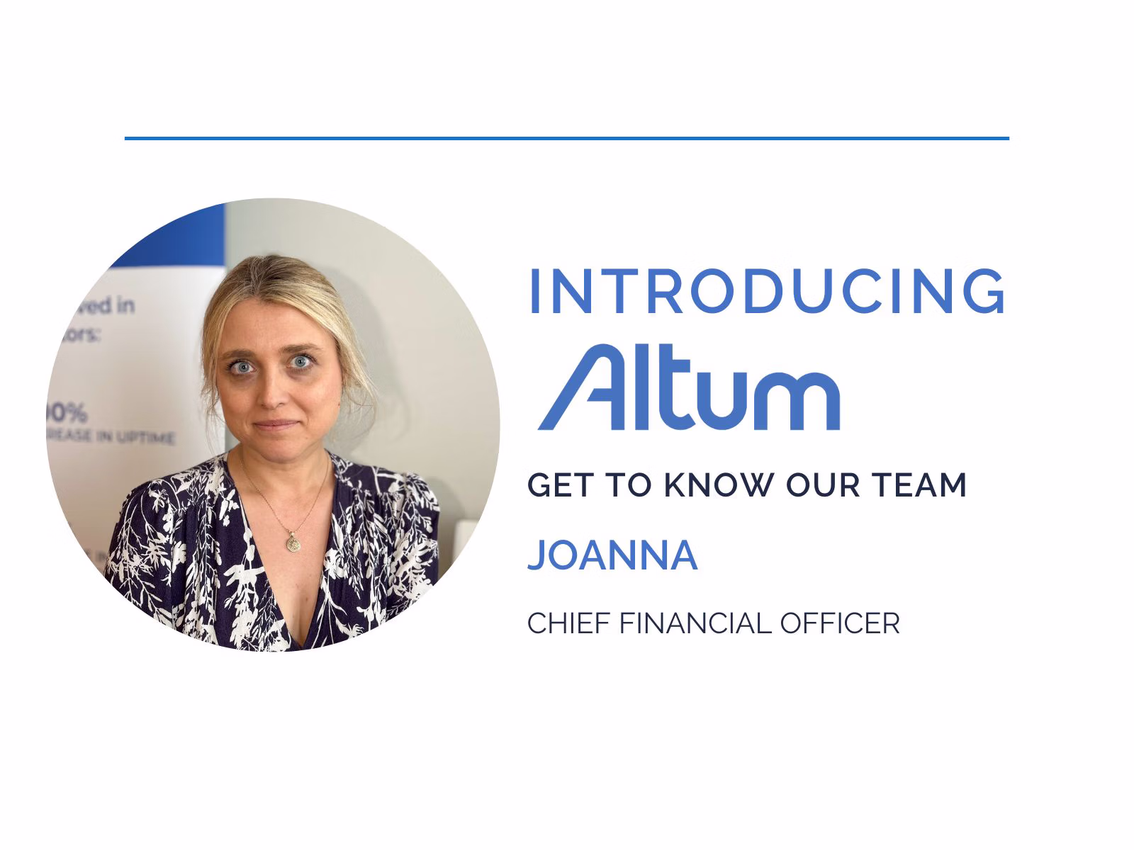 Picture of a woman with Joanna and title CFO next to it.